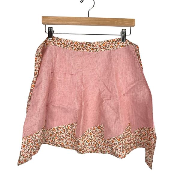 Vintage Handmade Pink Floral Half Apron - Picture 1 of 3